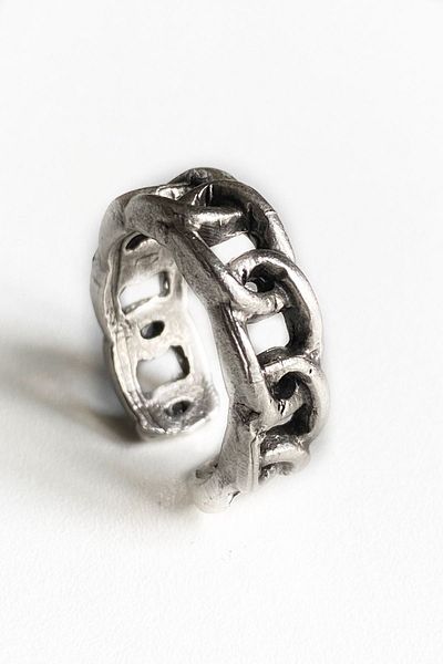 axexuar Silver Grey Black Figaro Chain Model Adjustable Men's Women's Ring Wedding Ring