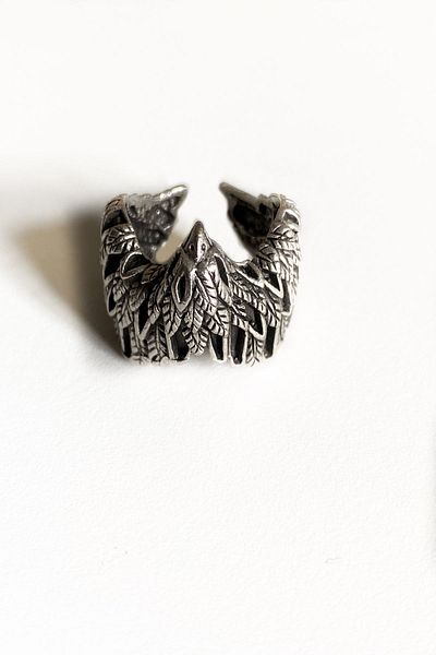 axexuar Eagle Wing Eagle Head Model Adjustable Silver Color Men Women Ring Wedding Ring