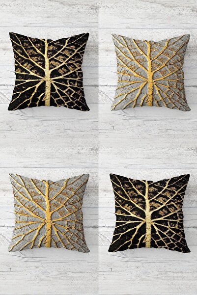 Pelangi مجموعة أغطية وسائد للأريكة بسحاب مخفي منقوشة على شكل جذع شجرة ذهبية (...