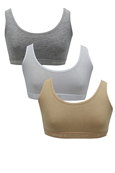 Otantik Tekstil حمالة صدر مضلعة من القطن بمقاس كبير - 3 قطع من الأشرطة السميك...