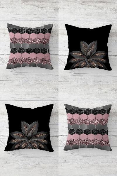 linazaitun Lotus Çiçek Ve Bal Peteği Pul Desen Gizli Fermuarlı Kırlent Kılıfı...