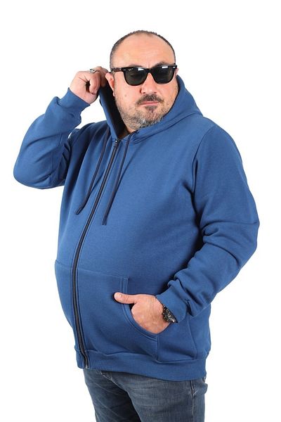 MocGrande Μεγάλο μέγεθος Unisex Hooded 3ip Sweat 11701 Indigo