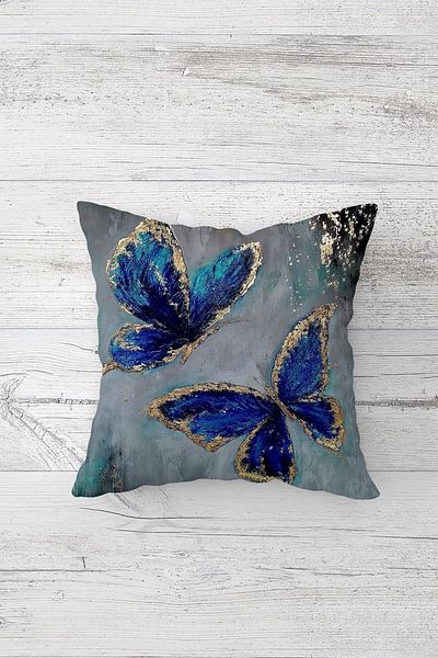Latibule Flying Butterflies Patterned Hidden Zippered Throw Pillow Cover Sofa Pillow Cover Set (4pcs)