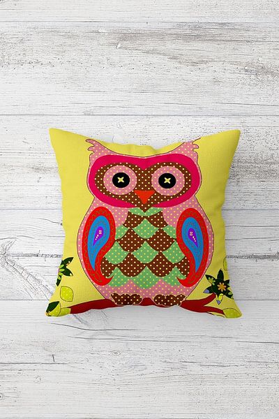 on the clouds Cute Owls and Zigzag Pattern Concealed Zippered Throw Pillow Cover Seat Pillow Cover Set (4pcs)