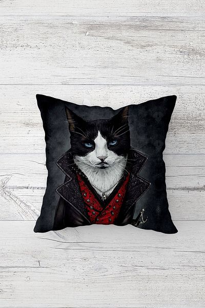 on the clouds Charisma Cat Motor Cat Pattern Husa de perna cu fermoar ascuns Set de huse de perna pentru scaun (4 buc)