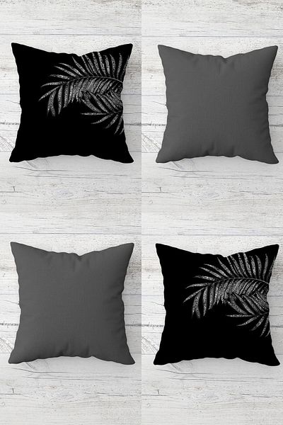 Latibule Sequin Patterned Tropical Leaf Hidden Zippered Throw Pillow Cover Sofa Pillow Cover Set (4pcs)