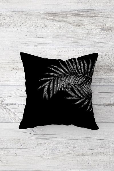 Latibule Sequin Patterned Tropical Leaf Hidden Zippered Throw Pillow Cover Sofa Pillow Cover Set (4pcs)