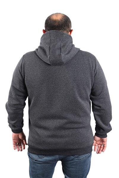 MocGrande Büyük Beden Unisex Kapüşonlu 3ip Sweat 11701 Antrasıt