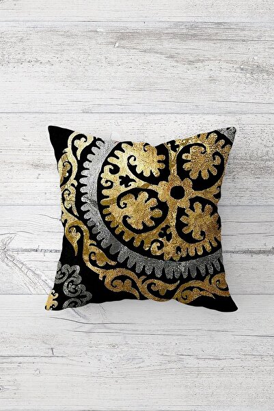 on the clouds Gold Geometric Shapes Patterned Hidden Zippered Throw Pillow Cover Sofa Pillow Cover Set (4pcs)