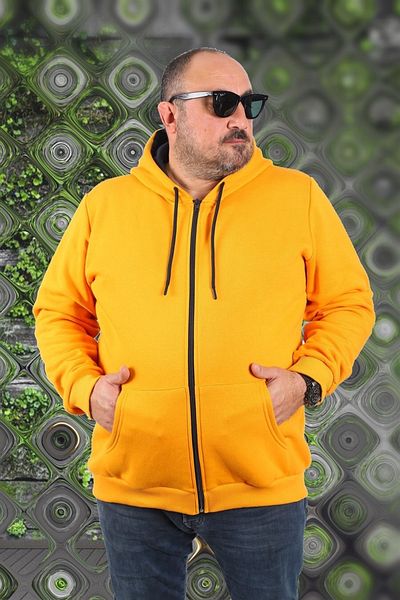 MocGrande Plus Size Unisex Hooded 3ip Sweat 11701 Mustard