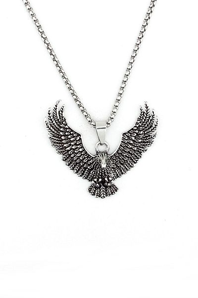 Solfera Eagle Design Open Wings Stainless Steel Men's Necklace Q0661