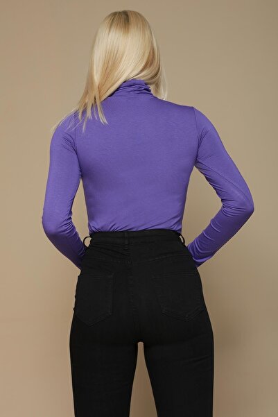 Select Moda Bluză de damă mov tricotată cu gât rotic