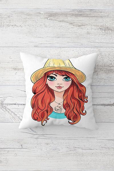 Pelangi Bicycle And Free Girl Themed Hidden Zippered Throw Pillow Cover Seat Pillow Cover Set(4pcs)