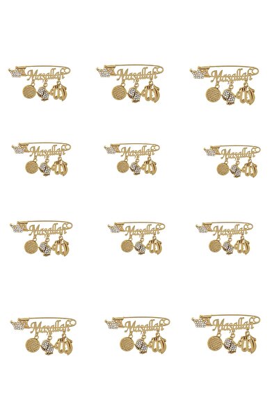 Smyak ما شاء الله هدية طفل دبوس طية صدر السترة مكتوب باللون الأزرق 12 حزمة