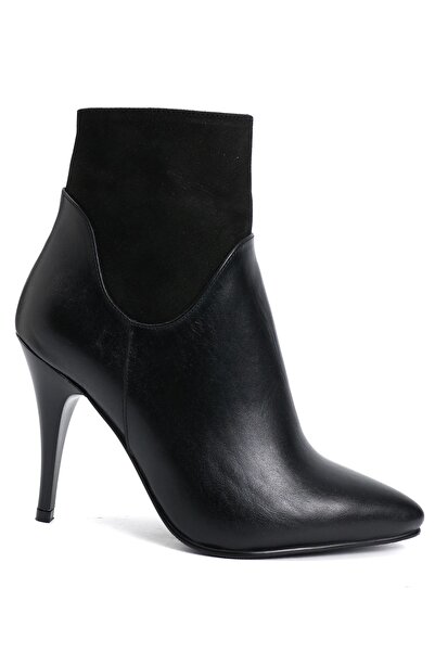OZ DOROTHY Siyah Süet Deri Garni Detaylı Kadın Deri Bot