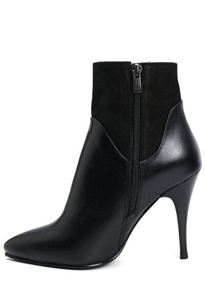 OZ DOROTHY Siyah Süet Deri Garni Detaylı Kadın Deri Bot