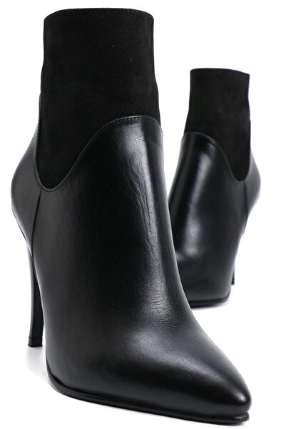 OZ DOROTHY Siyah Süet Deri Garni Detaylı Kadın Deri Bot