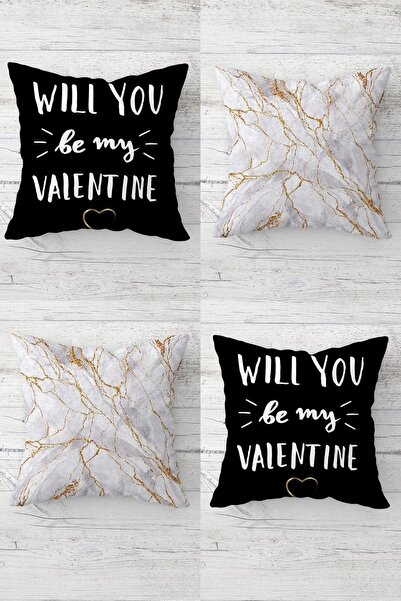 Pelangi طقم وسادة رمي ووسادة أريكة مكونة من 4 قطع بسحاب مخفي ملون من الرخام ل...