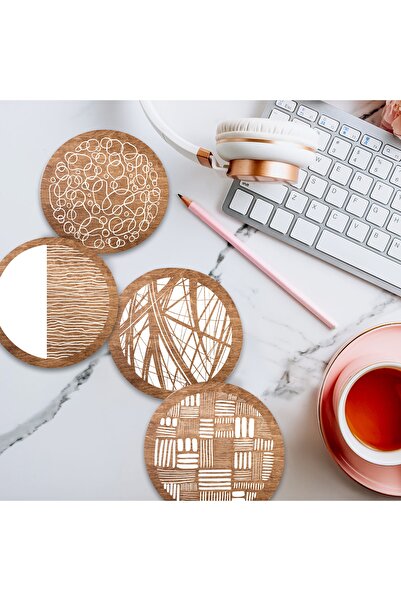 HET Concept Set of 4 Wooden Coasters Model 052