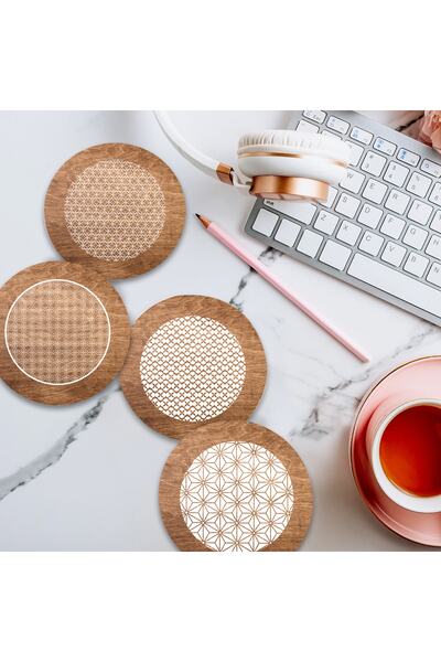 HET Concept Set of 4 Wooden Coasters Model 053