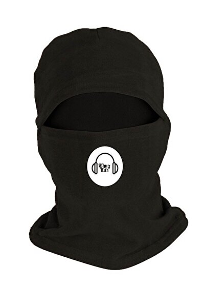 Zeron Tasarım Thug Life Printed Winter Fleece Snow Mask Black Bll1684