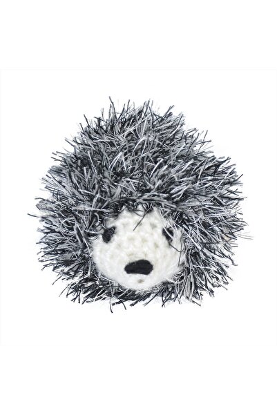 X-Perk لعبة القطة مع جرس - لعبة قنفذ محبوكة يدويًا، لون رمادي