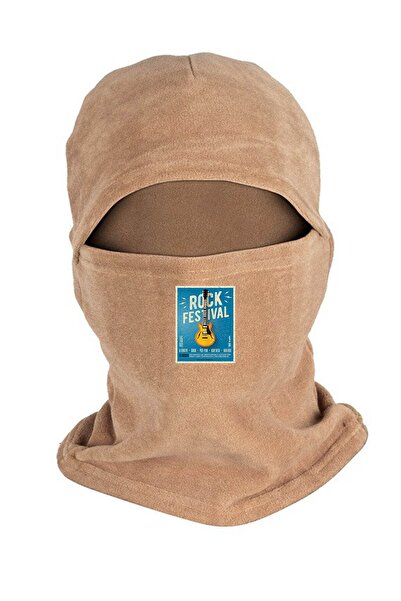 Zeron Tasarım Rock Festival Printed Winter Fleece Snow Mask Sand Bll1561