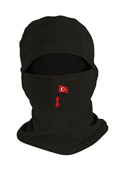 Zeron Tasarım Зимовий флісовий маска з турецьким прапором, чорний Bll1532