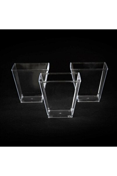 14Süs Şeffaf Kristal Mika Ekstra Sert Plastik Prizma Kübik Kase 200 Cc 25 Adet