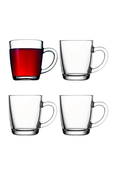 Paşabahçe 55531 Basic Kulplu Çay | Kahve | Bitki Çayı Bardağı 340cc - 4 Adet