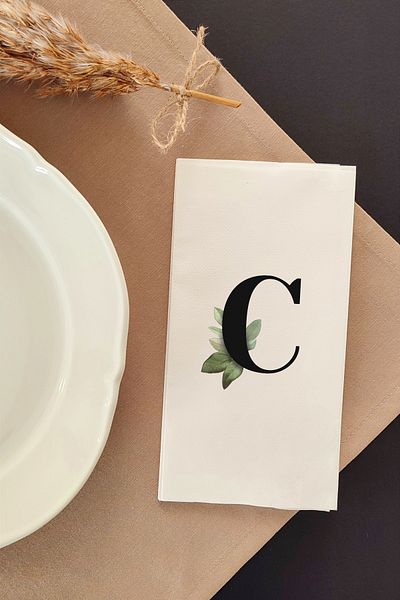 NapkinStore Letter Design Linen Textured Napkin 16 Pack Np20