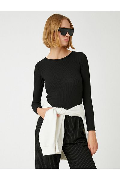 Koton Μακρυμάνικο Basic T-Shirt Ριμπ