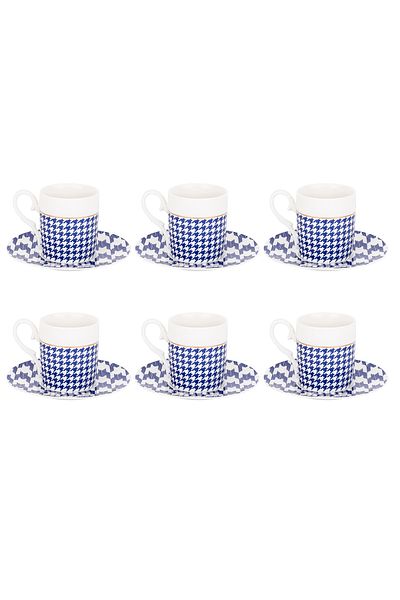 Tantitoni 6-Piece Houndstooth New Bone Coffee Cup Set