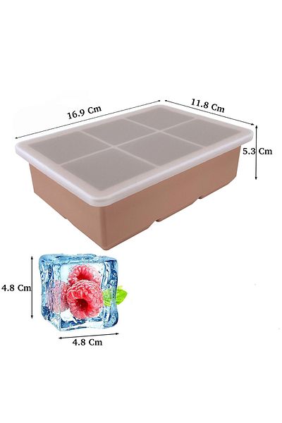 Eysigo Silicone Multi-Purpose Large Size 6-Piece Cube Ice Mold with Lid, Powder