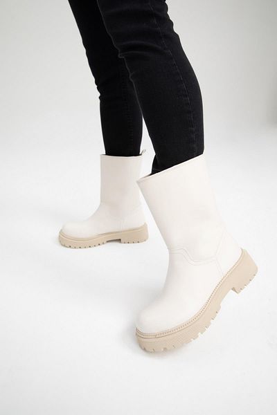 DeFacto Damen-Slip-On-Stiefel aus Kunstleder mit dicker Sohle