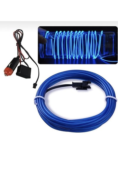 Fvtuningotoaksesuar Vehicle Interior Torpedo Strip LED Colorful Rope Neon Rope Led 1 Mt Blue Lighter Holder Socket