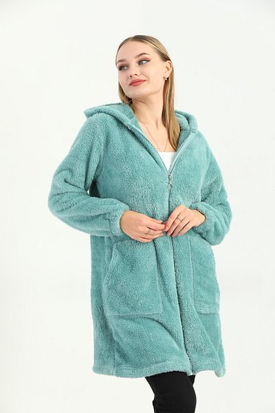 Kardelen Butik Ümraniye Long Cardigan Fleece Plus Size Plush