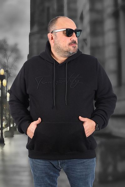 MocGrande Μεγάλο μέγεθος με κουκούλα Sweat Twenty 22741 Μαύρο