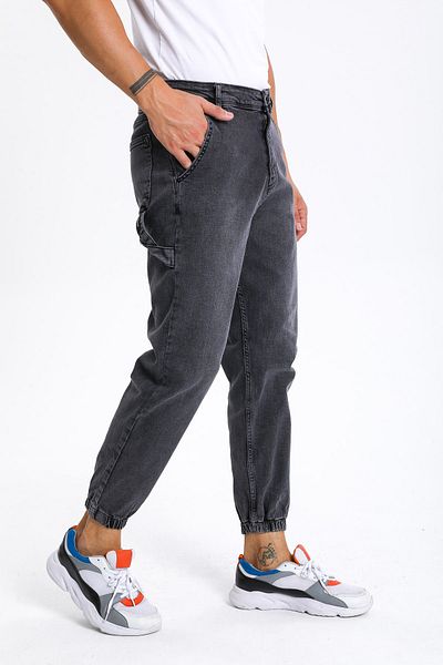 DİFRANSEL Ανδρικό τζιν παντελόνι Jogger Boyfriend Anthracite με ελαστικά πόδια