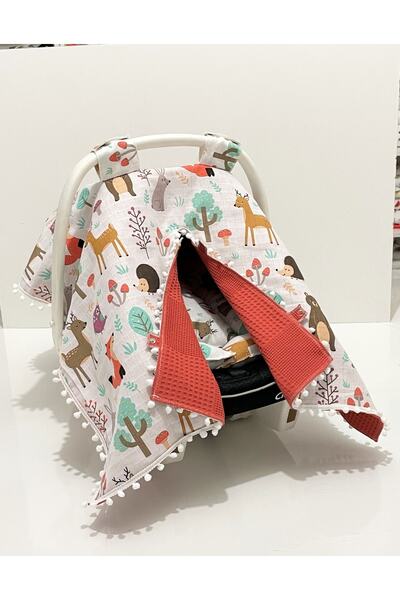 Babycitytr %100 Pamuk Çok Amaçlı Çift Katlı Müslin Puset Örtüsü & Minderi