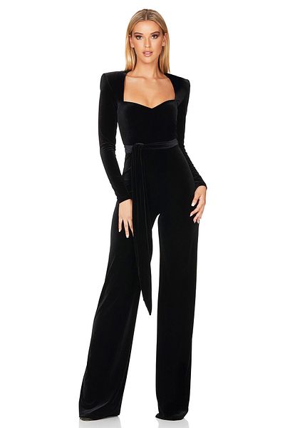 AVC Long Sleeve Velvet Jumpsuit