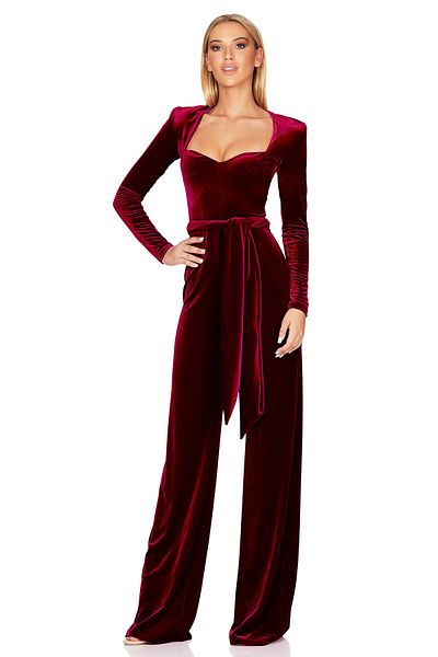 AVC Long Sleeve Velvet Jumpsuit