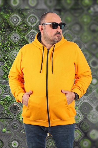 Starbattal Plus Size Unisex Hooded 3ip Sweat 11701 Mustard