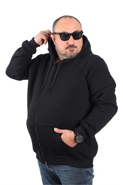 Starbattal Μεγάλου μεγέθους Unisex Hooded 3ip Sweat 11701 Μαύρο