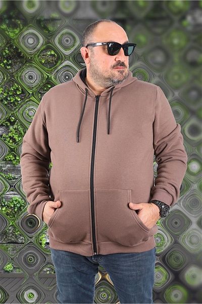 Starbattal Μεγάλο μέγεθος Unisex Hooded 3ip Sweat 11701 Tan