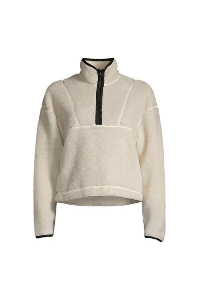 Casall Tam Balıkçı Yaka Düz Beyaz Kadın Zip Ceket 22188-003 Pile Half Zip