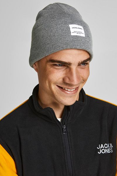 Jack & Jones Jaclong Knit Beanie Noos- Gray Melange Men's Beanie