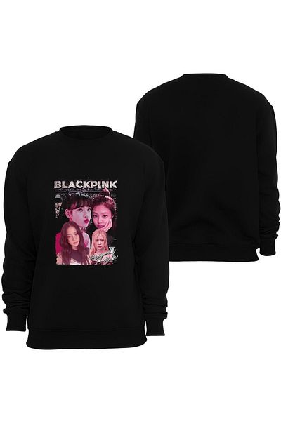 fame-stoned Суитшърт с кръгло деколте с принт Blackpink (Kpop, Black Pink)