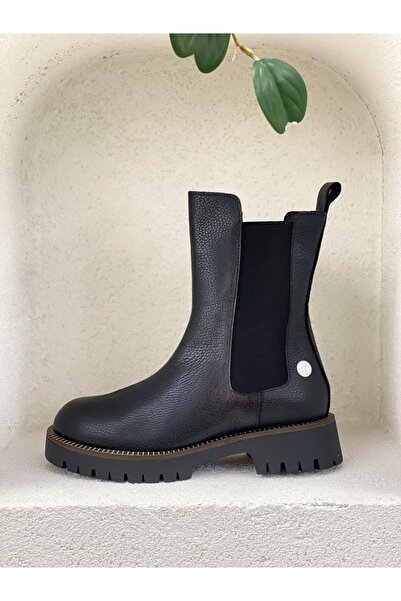 Mammamia D22kb-4095 Iki Yanı Lastikli Hakiki Deri Kalın Taban Postal Bot