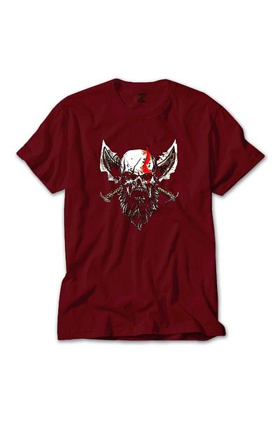 Z zepplin Κόκκινο T-shirt God Of War Skull Kratos